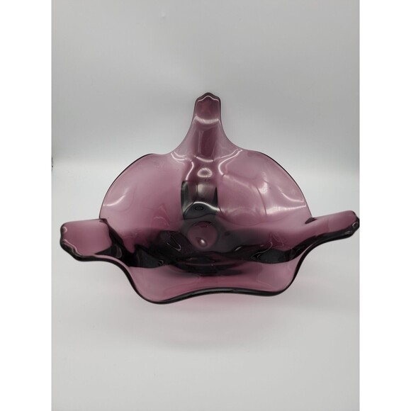 Viking Glass LG Console Bowl Amethyst Purple 3 Free Form Blown Glass 12 x 6 - Picture 1 of 12